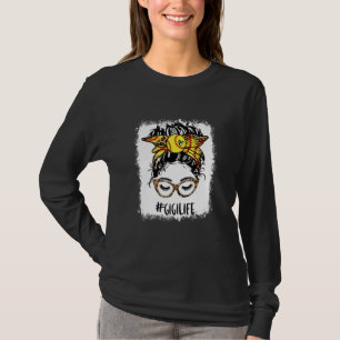gebleicht Softball Gigi Messy Bun Game Day Mütter T-Shirt