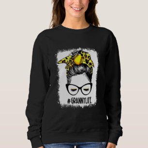 gebleicht Softball Granny Messy Bun Game Day Mutte Sweatshirt
