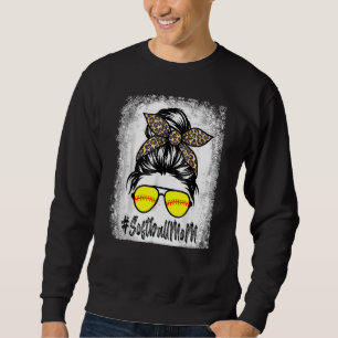 gebleicht Softball Mama Leben mit Leopard und Mess Sweatshirt