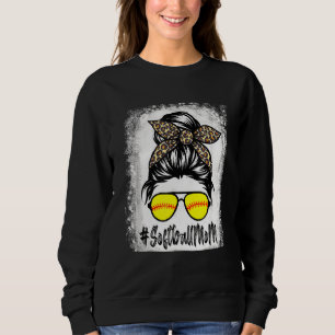 gebleicht Softball Mama Leben mit Leopard und Mess Sweatshirt