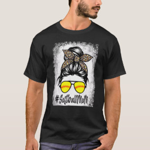 gebleicht Softball Mama Leben mit Leopard und Mess T-Shirt