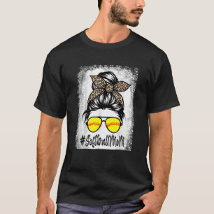 gebleicht Softball Mama Leben mit Leopard und Mess T-Shirt