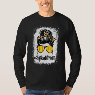 gebleicht Softball Mama Leben mit Leopard und Mess T-Shirt