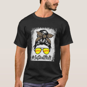 gebleicht Softball Mama Leben mit Leopard und Mess T-Shirt