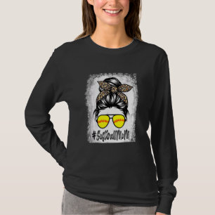 gebleicht Softball Mama Leben mit Leopard und Mess T-Shirt