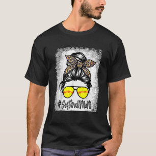 gebleicht Softball Mama Leben mit Leopard und Mess T-Shirt