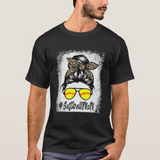gebleicht Softball Mama Leben mit Leopard und Mess T-Shirt