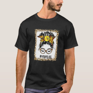 gebleicht Softball Mama Messy Bun Game Day Mütter T-Shirt