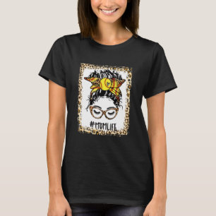 gebleicht Softball Mama Messy Bun Game Day Mütter T-Shirt