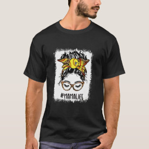 gebleicht Softball Mama Messy Bun Game Day Mütter T-Shirt