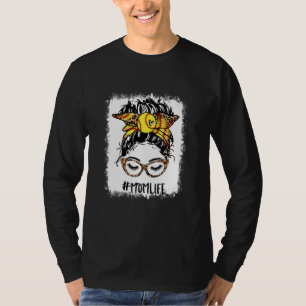 gebleicht Softball Mama Messy Bun Game Day Mütter  T-Shirt