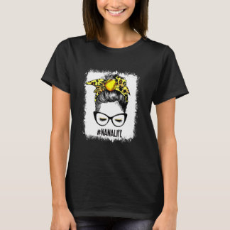 gebleicht Softball Nana Messy Bun Game Day Mütter T-Shirt