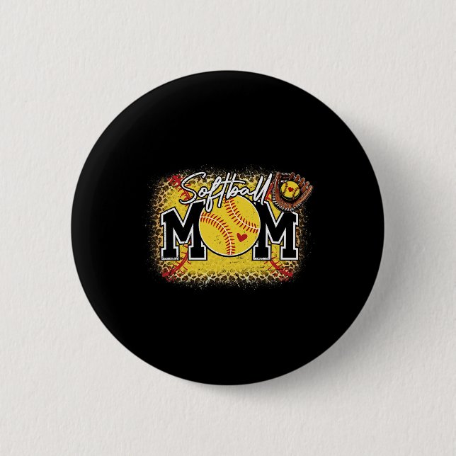 Gebleicht Softll Mama Leopard Softll Liebhaber Mut Button (Vorderseite)