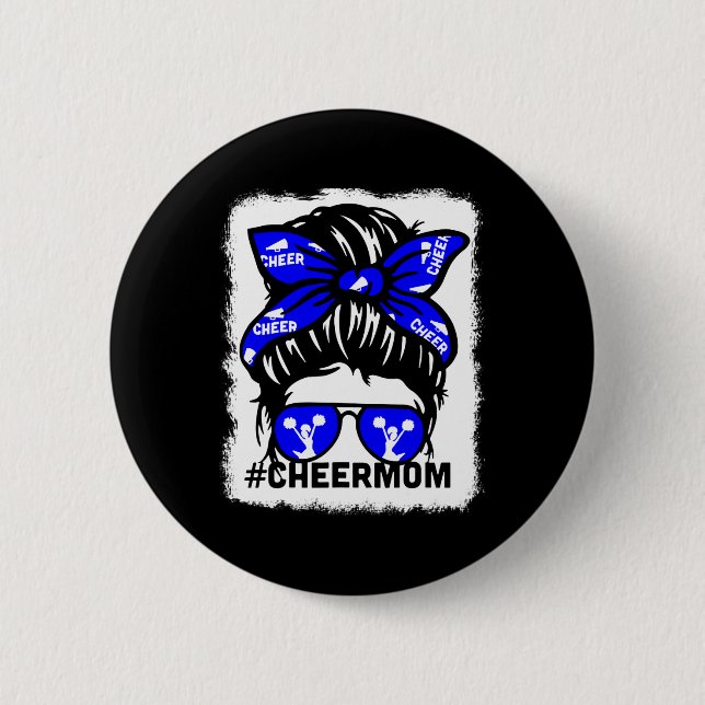 Gebleichte Cheer-Mutter Mama Eltern Cheerleading-M Button (Vorderseite)