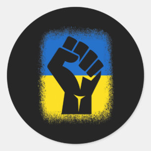 Gebleichte Hemden Faust Flagge Ich stehe mit Ukrai Runder Aufkleber