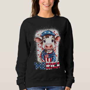 Gebleichte patriotische Kuh 4. Juli Feuerwerk Moor Sweatshirt
