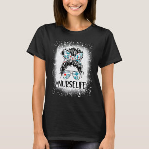 Gebleichte zerzauste Frisur Frau Dutt Krankenschwe T-Shirt