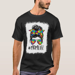 Gebleichtes Autism Mom Leben Unordentlicher Knoten T-Shirt
