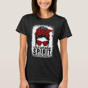 Gebleichtes Buffalo-Karo-Unordentlicher-Dutt-Weihn T-Shirt