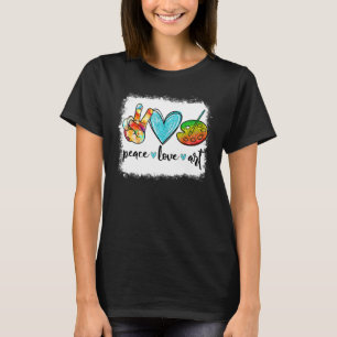 Gebleichtes Frieden Liebe Malpalette Lehrer T-Shirt
