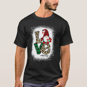Gebleichtes Liebe Weihnachts-Gnom Kariert Buffalo T-Shirt