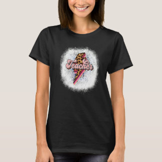 gebleichtes Retro-Lehrer Blitzschlag Bolt Leopard- T-Shirt