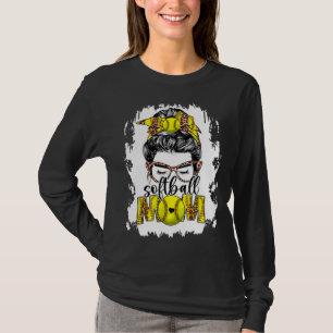 Gebleichtes Softball-Mom-Game-Day-unordentliches-L T-Shirt