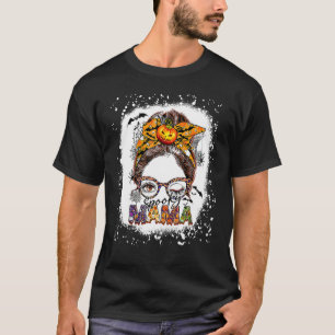 Gebleichtes Spuk-Mama-Messy-Bun-Frauen-Halloween-K T-Shirt