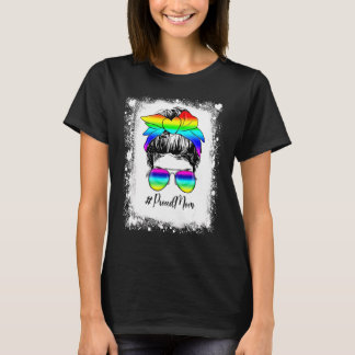 Gebleichtes unordentliches Dutt Stolz Mutter LGBT  T-Shirt