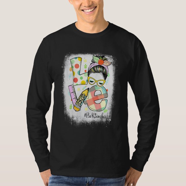 Geblendete Liebe Vorkinderlehrer Ostern Messy Bun T-Shirt (Vorderseite)