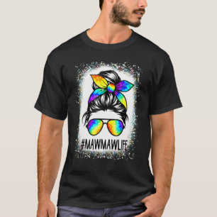 geblendete Mawmaw Life Messy Hair Bun Gefärbte Kra T-Shirt