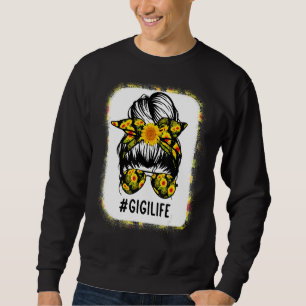 geblendetes Gigi-Leben mit Sonnenblumen, Messy Bun Sweatshirt