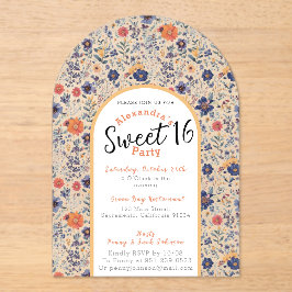 Geblüht 16 . Geburtstag-Einladung transparent Acryleinladungen