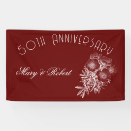 Geblüht 50-jähriges Jubiläum - bordeauxrot und wei Banner