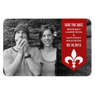 Geblüht Banner mit rotem Schick speichern im Datum Magnet