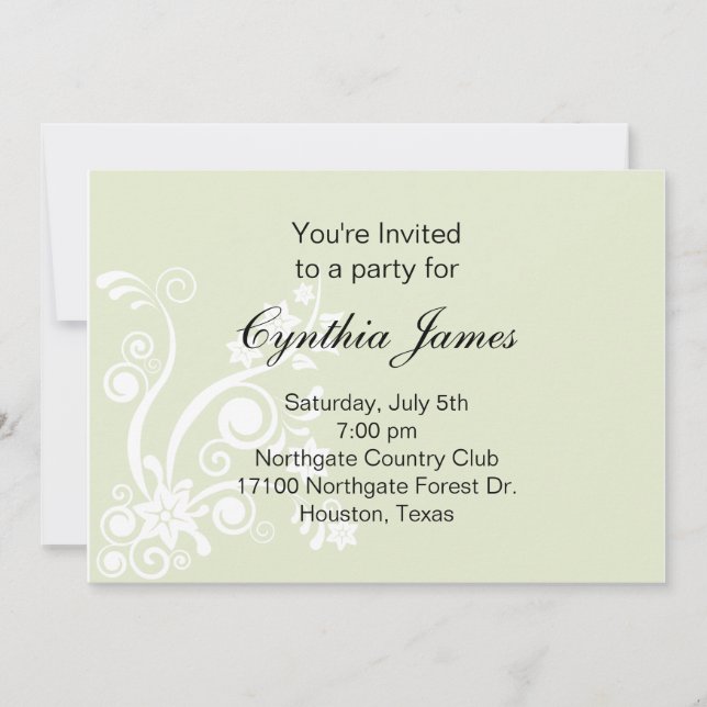 Geblüht grüne Einladung (#INV 021) (Vorderseite)