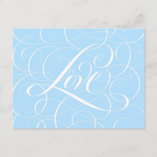 Geblüht Ice Blue LIEBE Kalligrafy Letters Postkarte