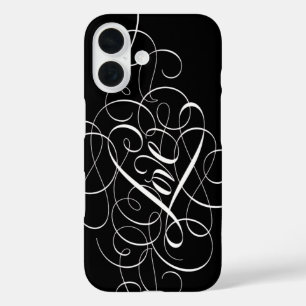 Geblüht Liebe Kalligrafie Buchstaben Geheimherz iPhone 16 Hülle