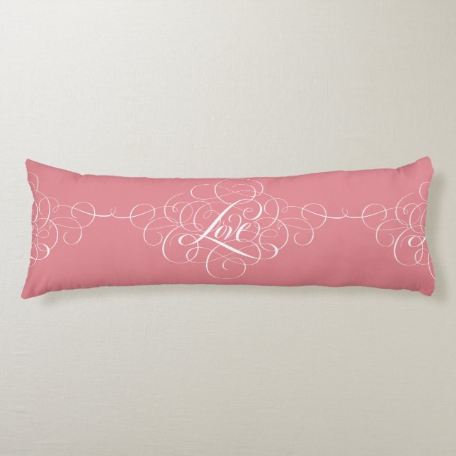Geblüht Liebe Kalligrafie Script Pink Letting Seitenschläferkissen (Vorderseite)