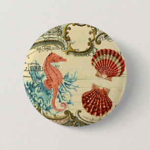 geblüht modernes Vintages seashell-Seepferd Button