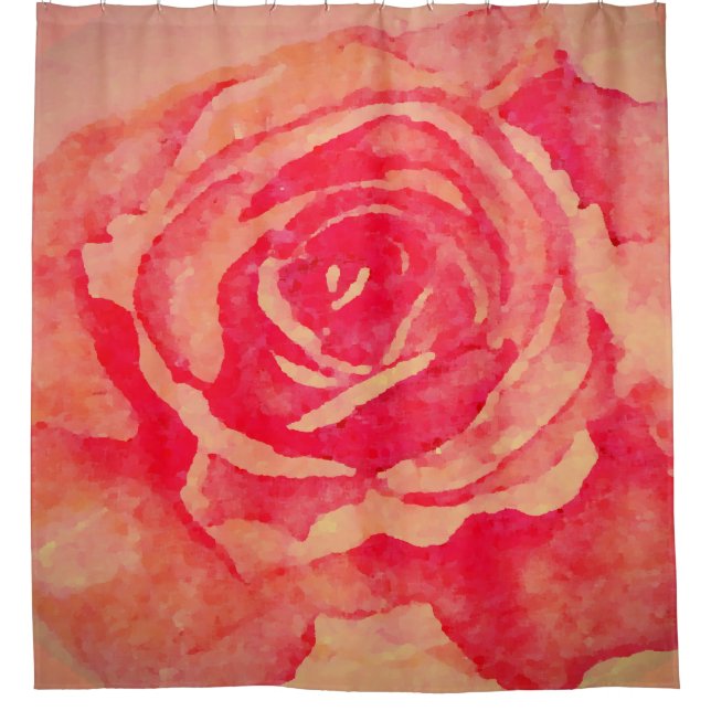 Geblühte Rose Duschvorhang (Vorderseite)
