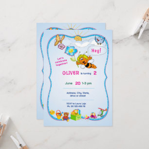 Geblümtes Thema Einladung. Kinderparty. Einladung