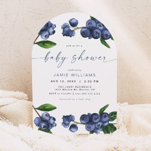 Gebogene Einladung zur Blaubeer-Baby-Party