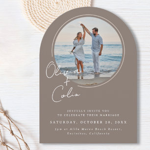 Gebogene Foto-Hochzeitseinladung mit lockeren Schr Einladung