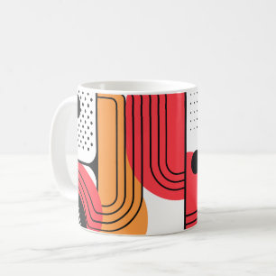 Gebogene Linie mit roten und orangen geometrischen Kaffeetasse