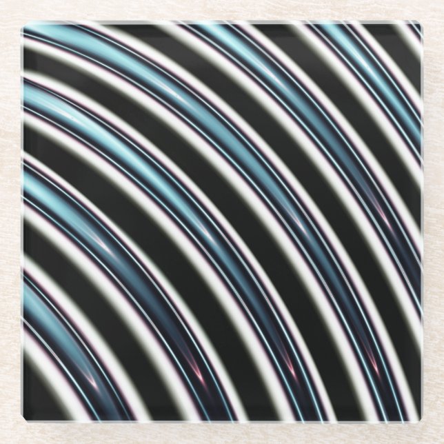 Gebogene Linien nah oben von einem Fraktal Glasuntersetzer (Vorderseite)