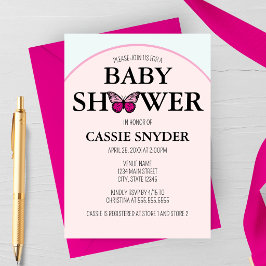 Gebogene Rahmen Rosa Schmetterling Baby Shower Ein Einladung