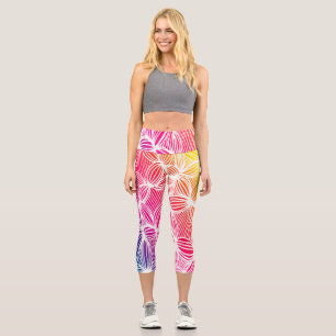 Gebogene Regenbogenlinien Capri Leggings
