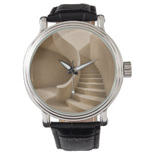Gebogene Treppe Minimalist Beige Uhr