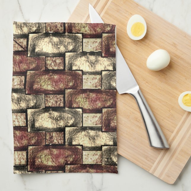 Gebogene und gebeizte rechteckige, goldbraune Stüc Geschirrtuch (Viertel Falte)